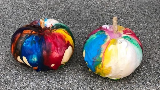 Melted Crayon Pumpkin Display