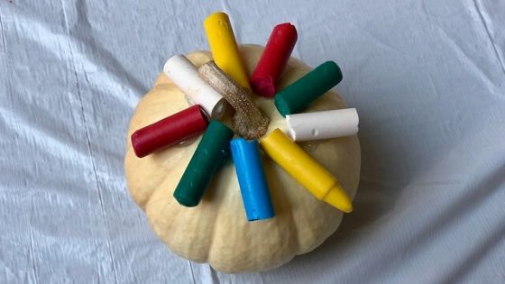 Melted Crayon Pumpkin Set Up