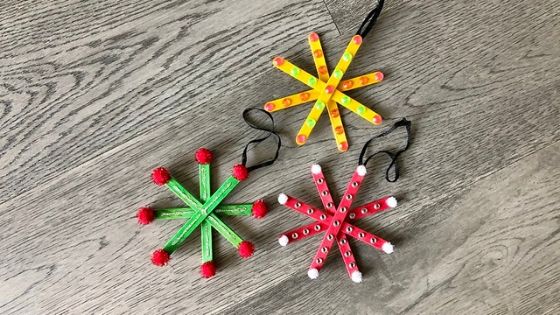 Popsicle Stick Gem Snowflakes Craft - The Frugal Navy Wife