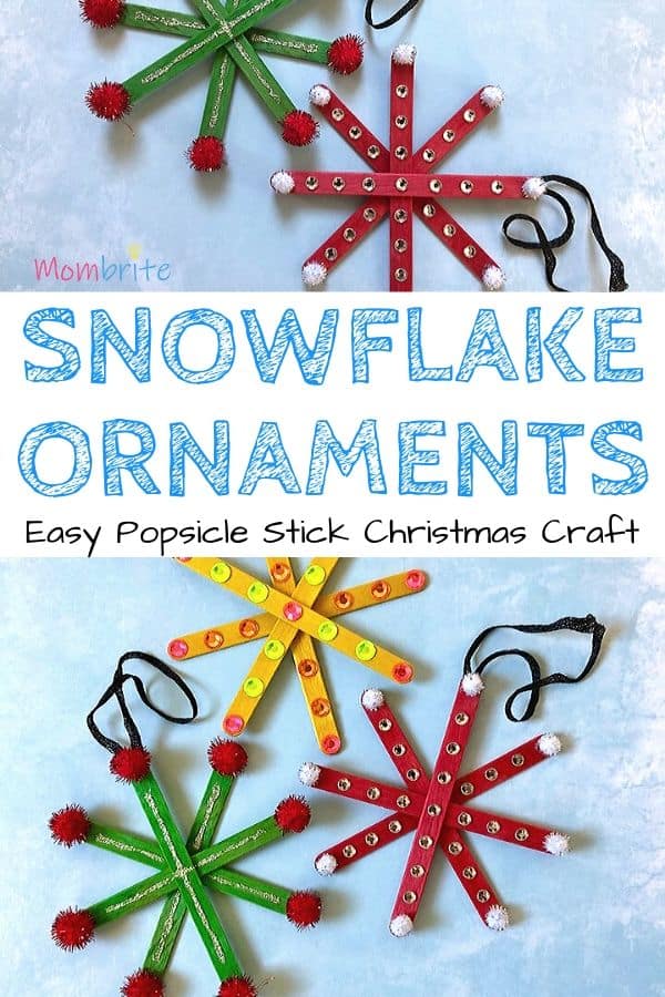 Popsicle Stick Snowflake Ornaments Pin 1