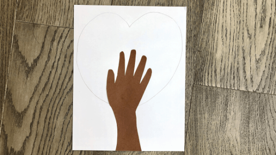 Draw a Heart Around the Handprint Cutout