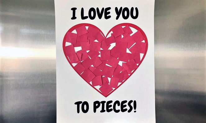 Valentine's Day Arts and Crafts I Love You To Pieces Craft For Kids