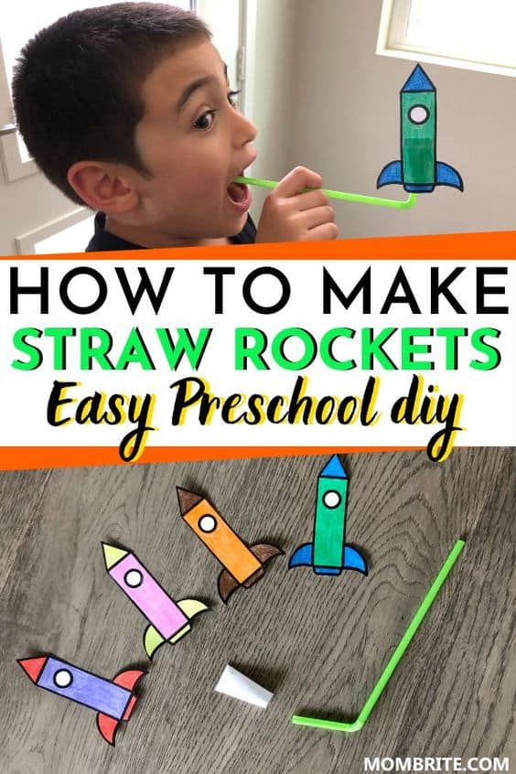 Straw Rockets Easy Preschool DIY