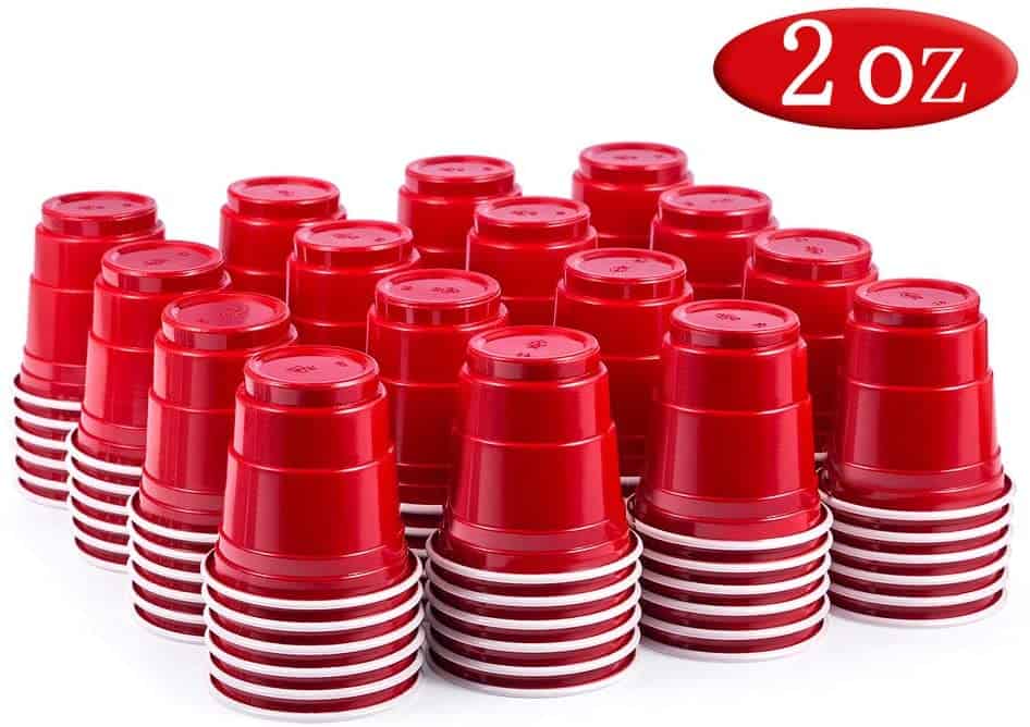 mini red plastic cups