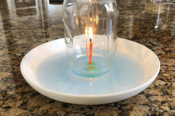 This contains an image of: Burning Candle Rising Water Experiment