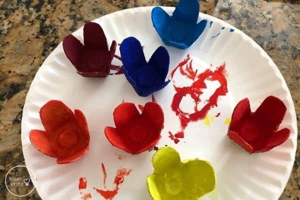 Egg Carton Flower Bouquet Painting