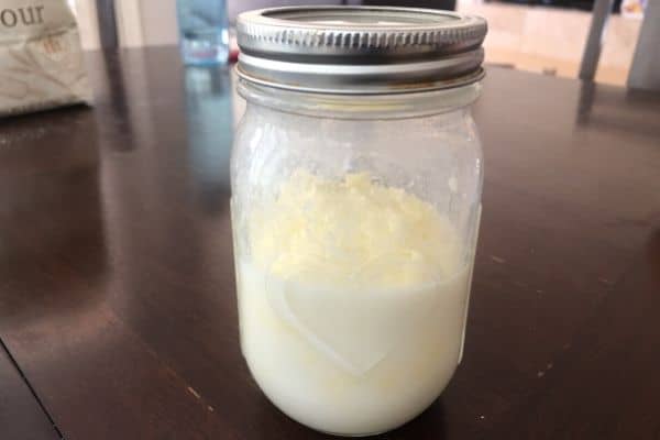 Buttermilk and Homemade Butter in Mason Jar