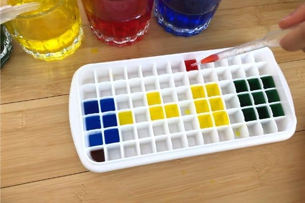 Ice Color Primary Mixing Activity Add Water to Tray