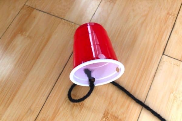Plastic Bag Parachute Cup with Holes and Tape