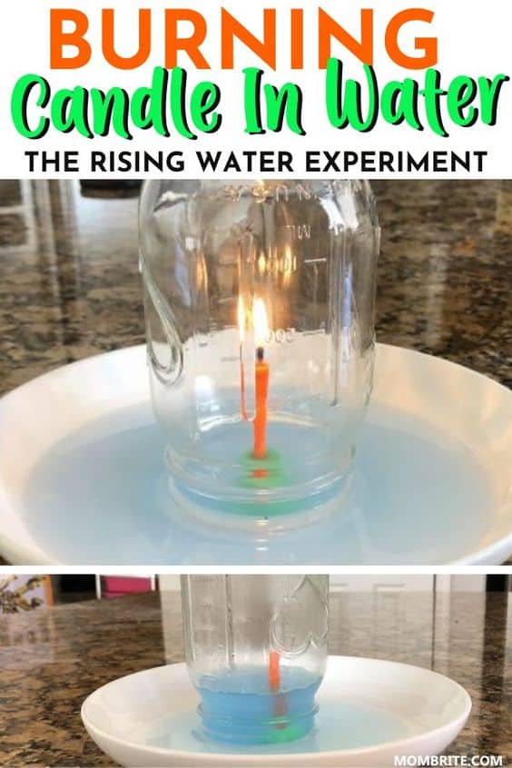 burning candle water rising experiment pin