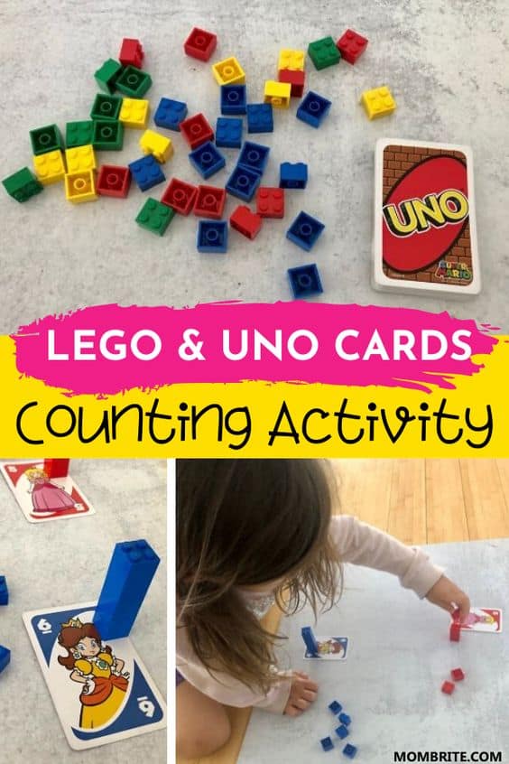 LEGO and UNO Cards Counting Activity pin