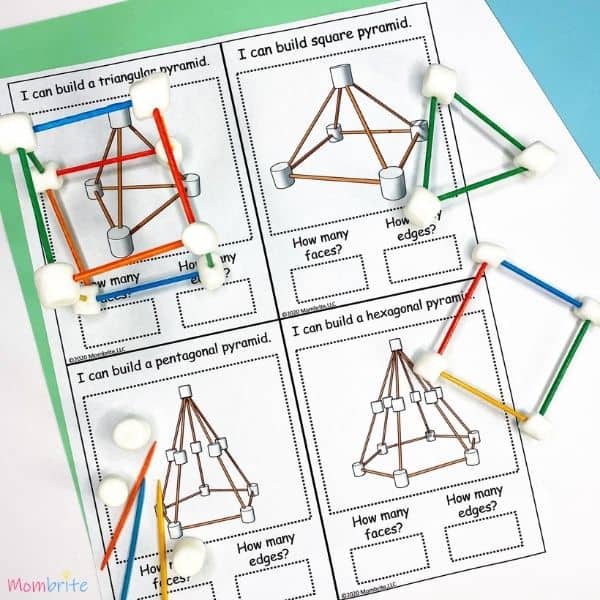 Marshmallow Geometric Shape Task Cards