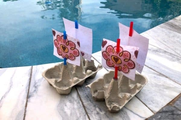 Egg Carton Boat By the Pool