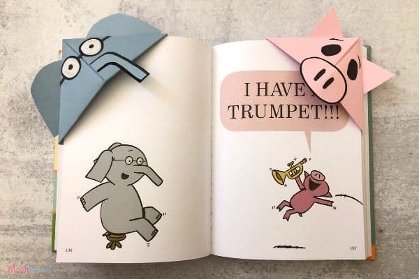 Elephant & Piggie Origami Corner Bookmarks