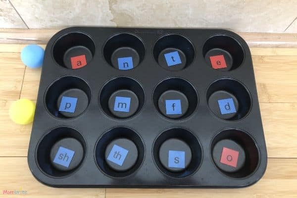 Muffin Tin Ping Pong Alphabet Game