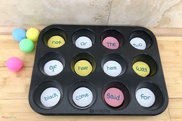 Muffin Tin Sight Word Game