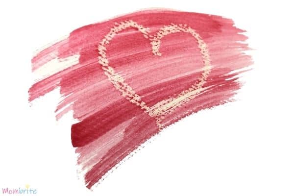 White Crayon Secret Message Red Watercolor Heart