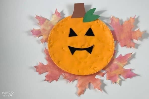 Puffy Paint Pumpkin with Maple Leaves