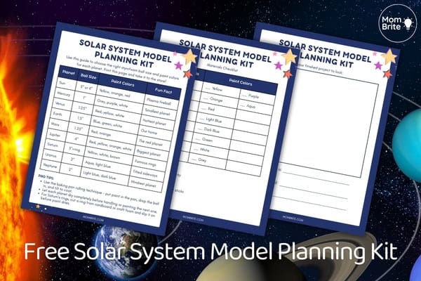 free solar system model planning kit pages mockup