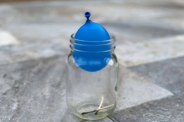 Balloon in a Bottle Experiment Blue Closeup