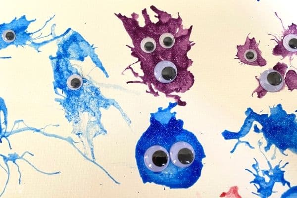 Blow Painting with Straws Monsters