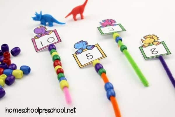 Dinosaur Math Beads Count