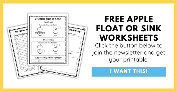 Simple Apple Sink or Float Experiment (Free Printable) Apple Float or Sink Worksheets Opt-In
