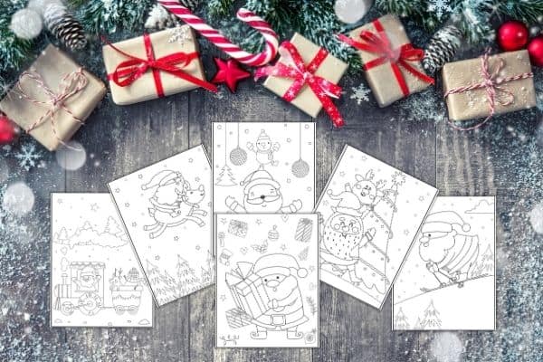 Christmas Santa Coloring Pages Mockup