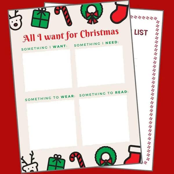 Christmas Wish List Printable