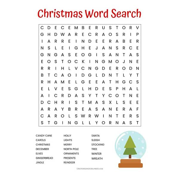 Christmas Word Search Printable