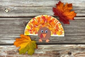 Cotton Ball Painted Paper Plate Turkey Craft (2)
