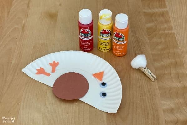 Cotton Ball Painted Paper Plate Turkey Craft Materials