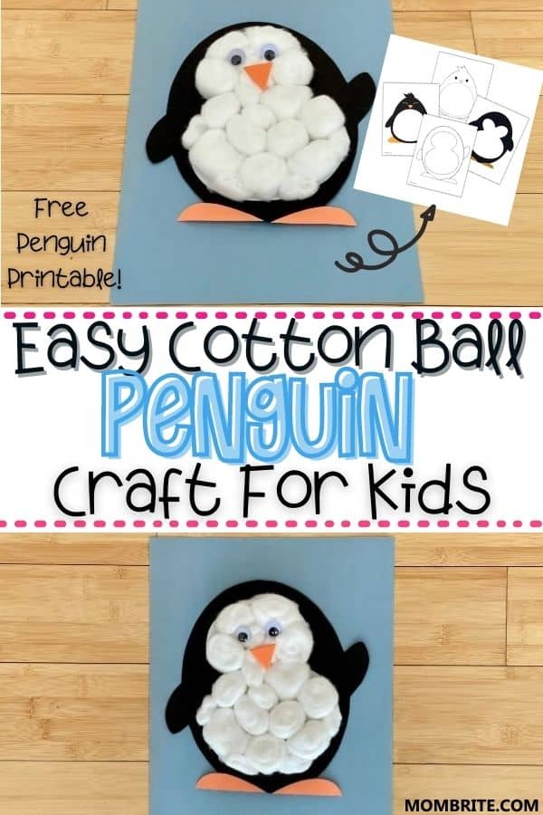 Cotton Ball Penguin Craft Pin