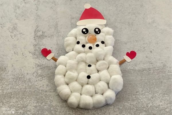 Cotton Ball Stamped Snowman Craft - Our Kid Things