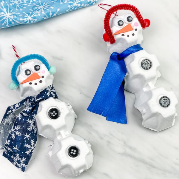 Egg Carton Snowman Craft