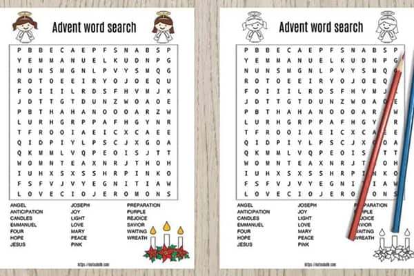 Printable Advent Calendar Word Search