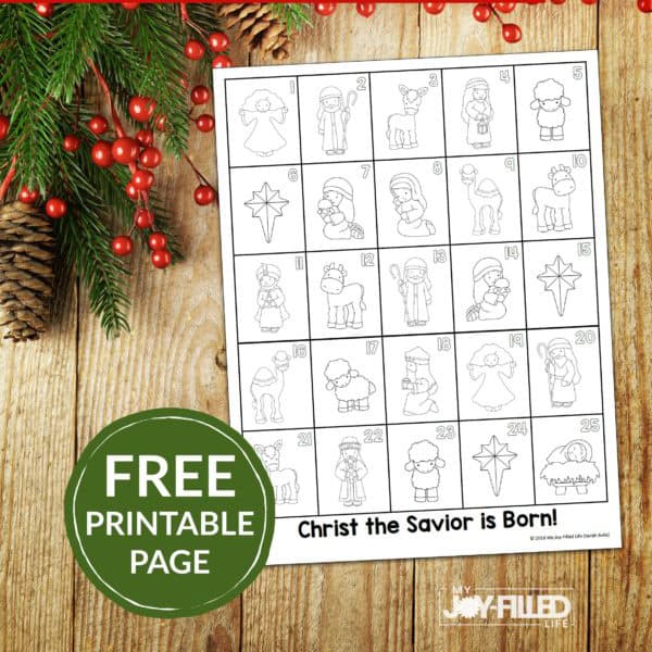 Printable Nativity Advent Calendar Coloring Page