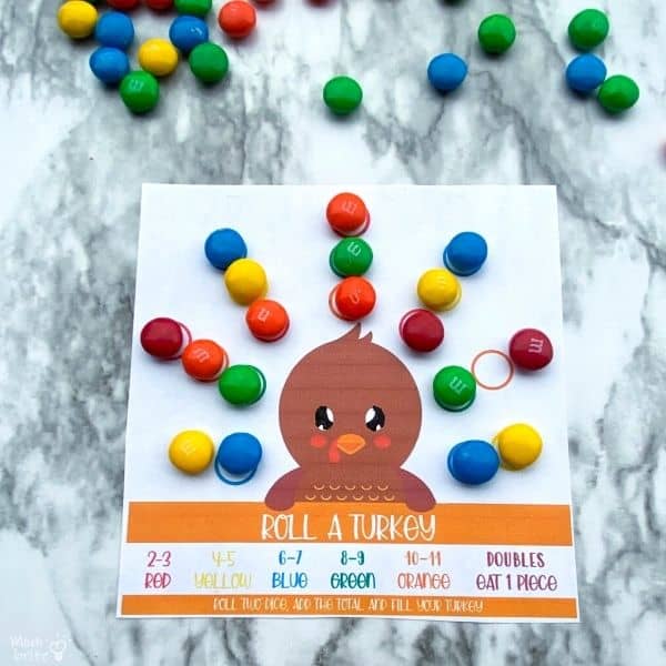 Roll A Turkey Game M&Ms