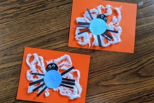 Spider Web Cotton Ball Craft