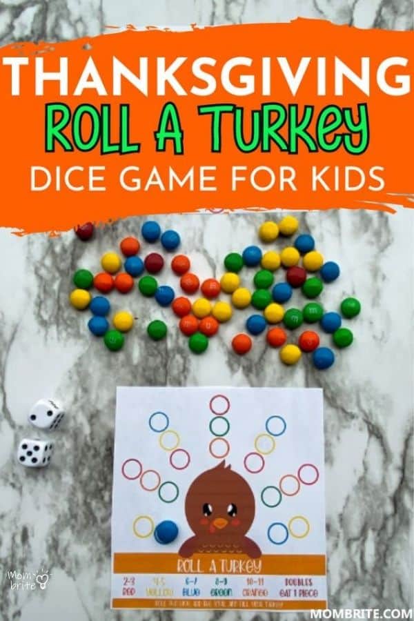 Thanksgiving Roll A Turkey Dice Game Pin