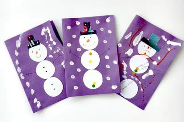 Upcycled Snowman Collage Cards