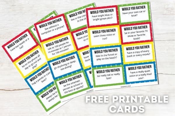 100+ Free & Fun Would You Rather Questions for Kids [Free Printable PDF  Cards]