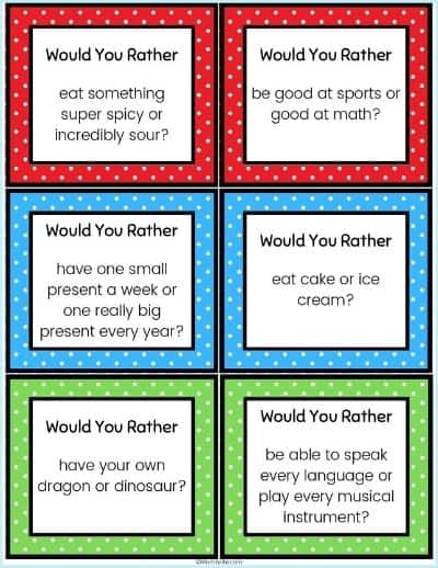 Printable Questions For Kids