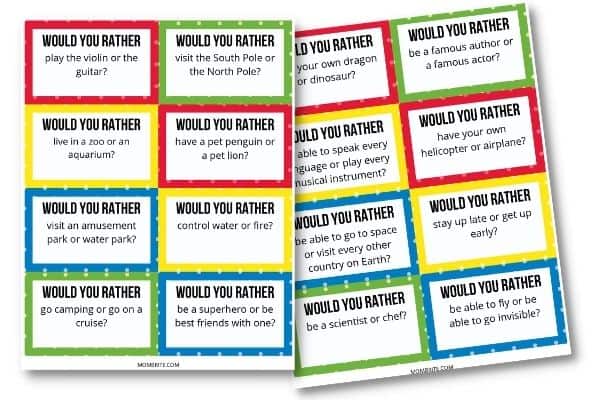 Would You Rather Questions Quiz Cards Mockup