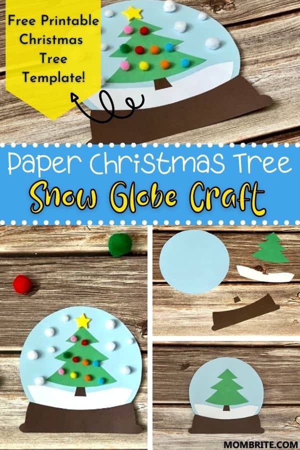 paper christmas tree snow globe craft pin