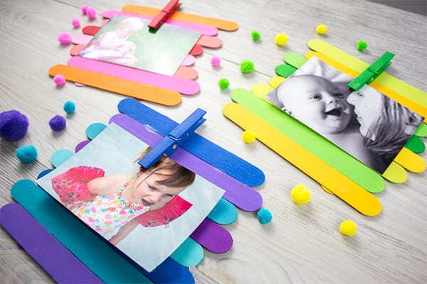 Colorful Popsicle Stick Photo Frame