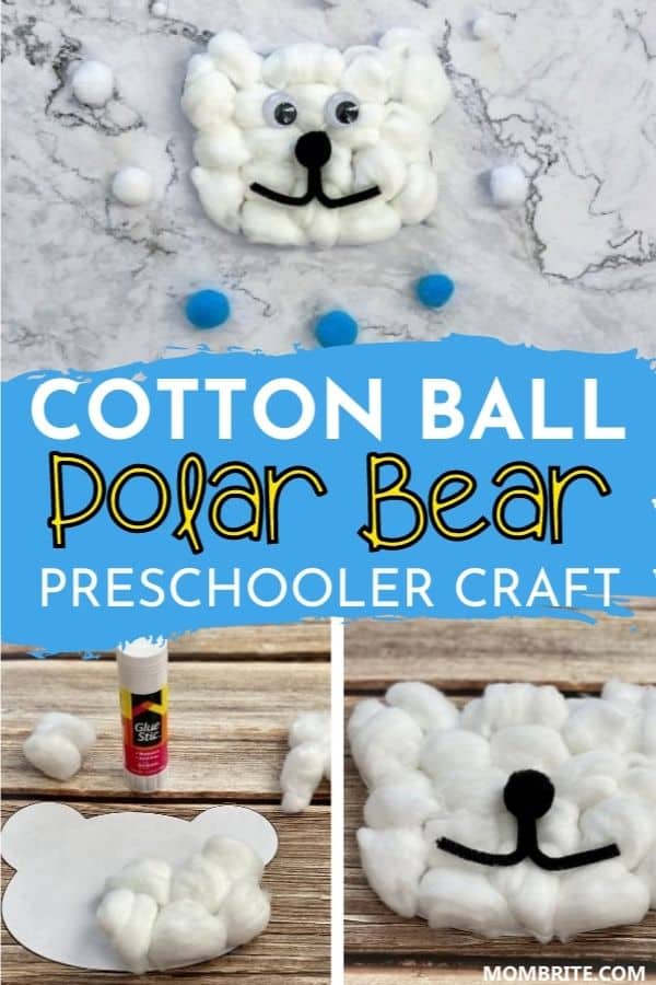 Cotton Ball Polar Bear Craft Pin
