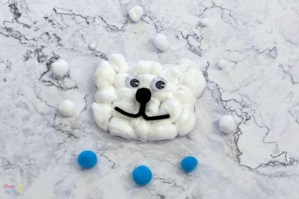 Cotton Ball Polar Bear Craft - zoo animal craft for preschool