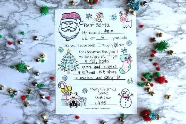 Dear Santa Letter Coloring Sheet 2