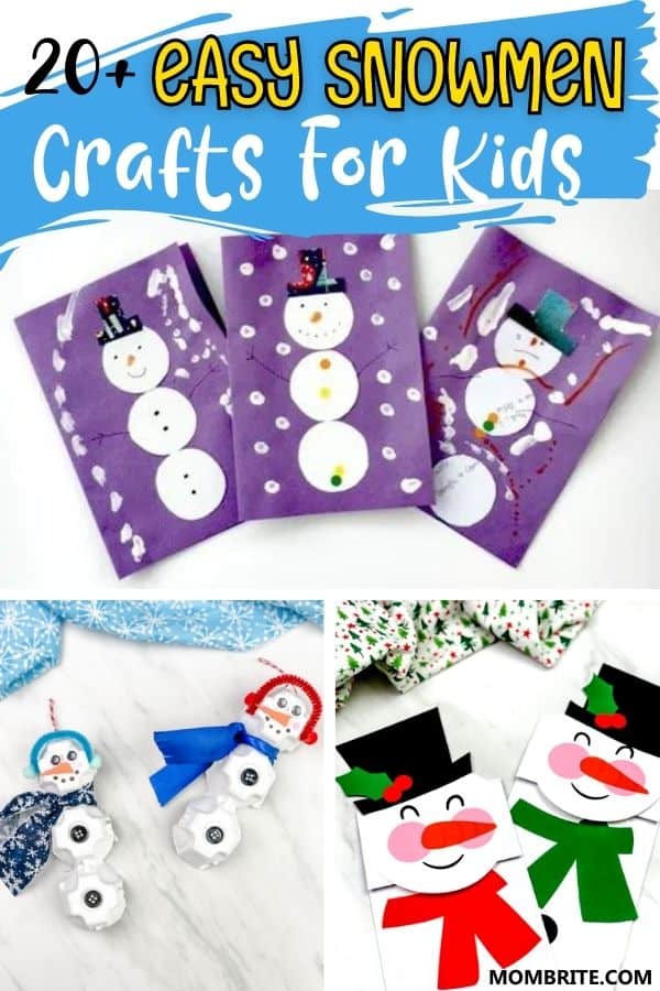 Easy Snowmen Crafts for Kids Pin